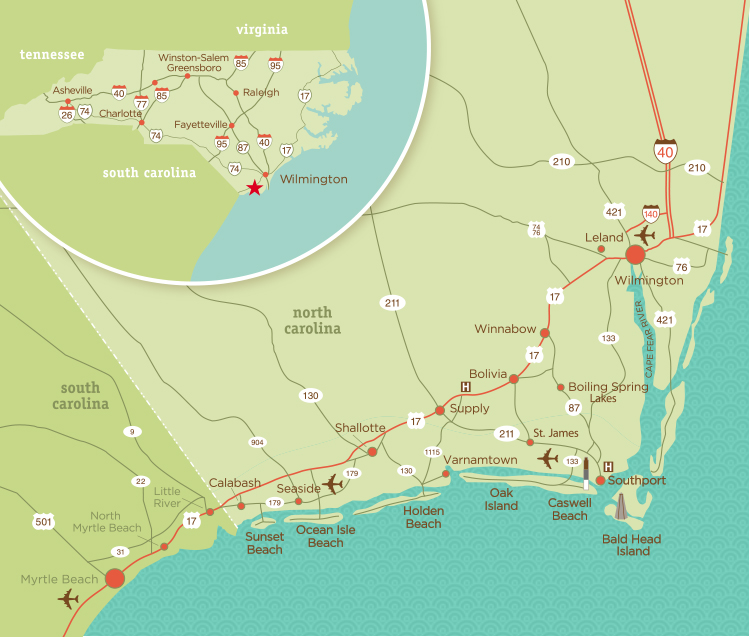 North Carolina Beaches Map