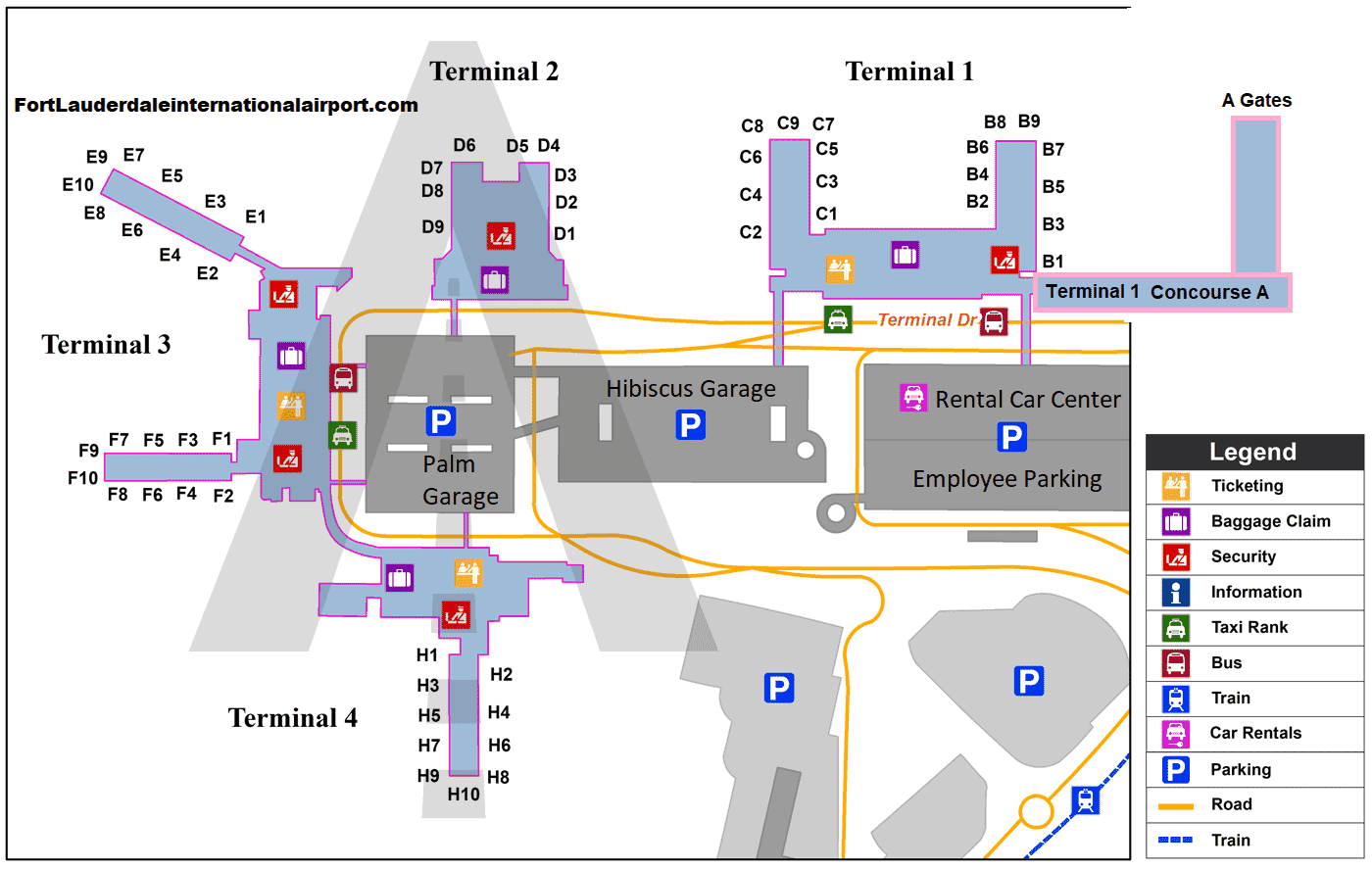 Fort Lauderdale Airport Food Map