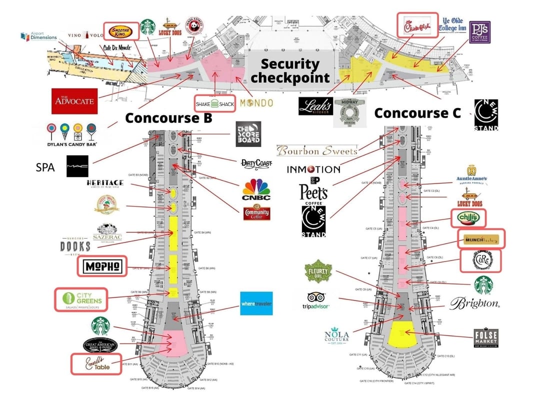 New Orleans Airport Food Map
