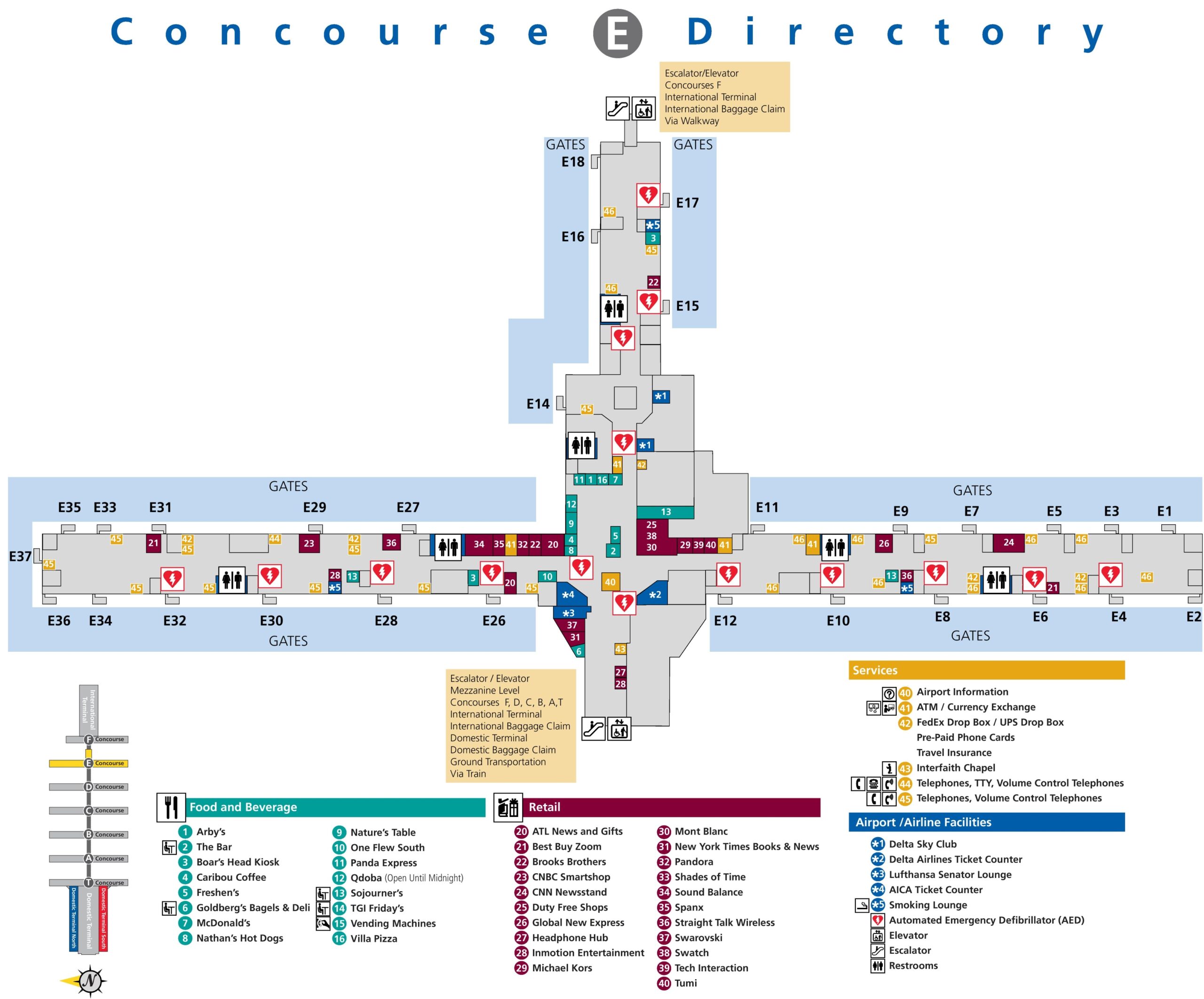 Atlanta Airport Food Map Concourse E